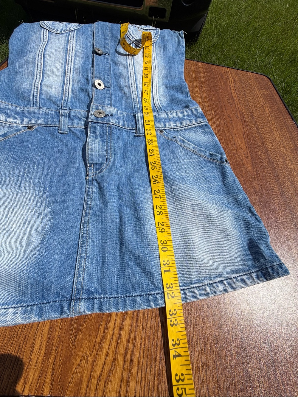 CCIOL Denim Sleeveless Mini Dress Women’s M Blue Button Front 100% Cotton - Picture 9 of 10